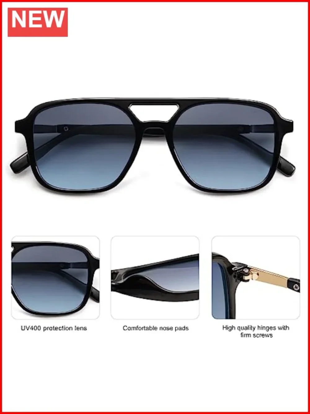 Retro Aviator Sunglasses with UV400 Lenses for Women Men